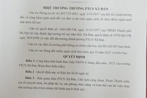 Trường PTCS Xã Đàn công khai tình hình thực hiện dự toán NSNN 6 tháng đầu năm 2023.