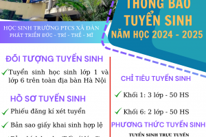 TRƯỜNG PTCS XÃ ĐÀN THÔNG BÁO TUYỂN SINH NĂM HỌC 2024 – 2025