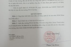 QUYẾT ĐỊNH VỀ VIỆC CÔNG KHAI TÌNH HÌNH MUA SẮM, SỬ DỤNG, QUẢN LÝ TÀI SẢN NĂM 2024