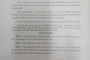 QUYẾT ĐỊNH VỀ VIỆC CÔNG KHAI DỰ TOÁN NSNN GIAO ĐIỀU CHỈNH, BỔ SUNG NĂM 2023